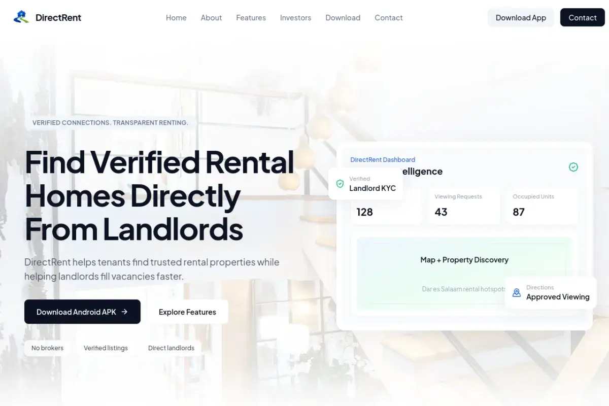 DirectRent verified rental marketplace for landlords and tenants in Tanzania
